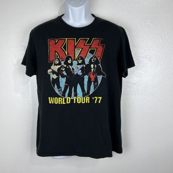Kiss World Tour '77 Shirt Men Large Short Sleeve Graphic Rock Band Concert Tee - Picture 9 of 10